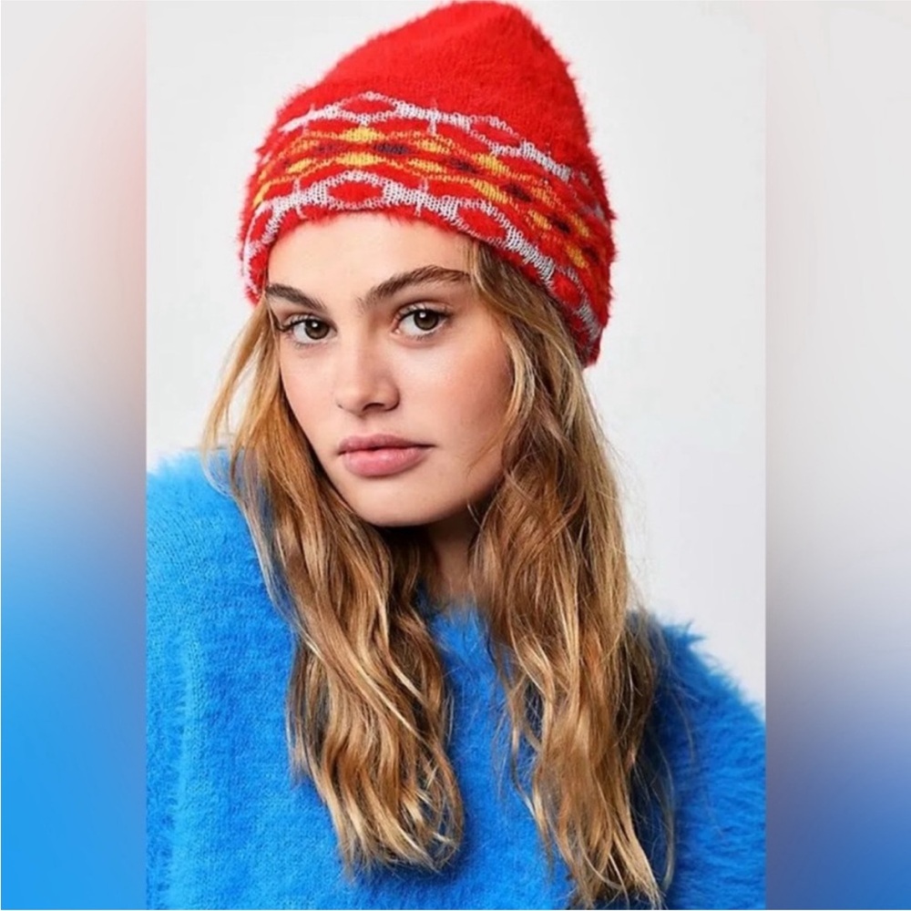 Free People Whisper Fairisle Cuff Red Beanie
